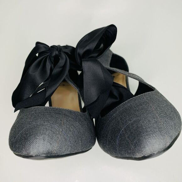 Joey-O Women's Bliss Bow Tie Pointed Toe Ankle Strap Stiletto Heels Sz 10 Gray - Picture 13 of 13